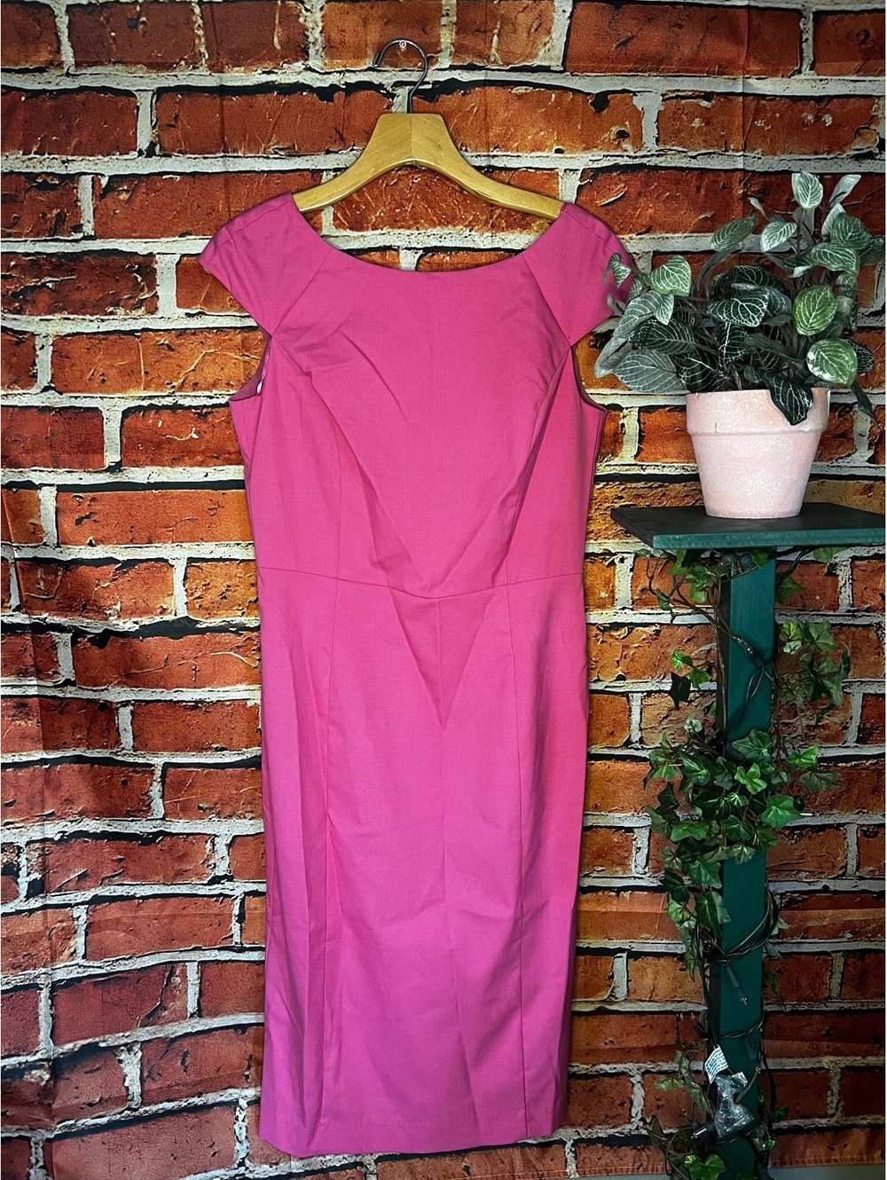 Banana Republic Barbie Pink Scoop Neck Cap Sleeve Midi Cocktail Dress